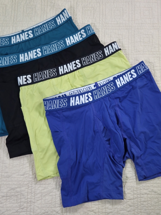 Hanes Other - NWOT Hanes Boys Moves Anti-Chafe Boxer Briefs Size Large (12-14) 4 Pack Assorted